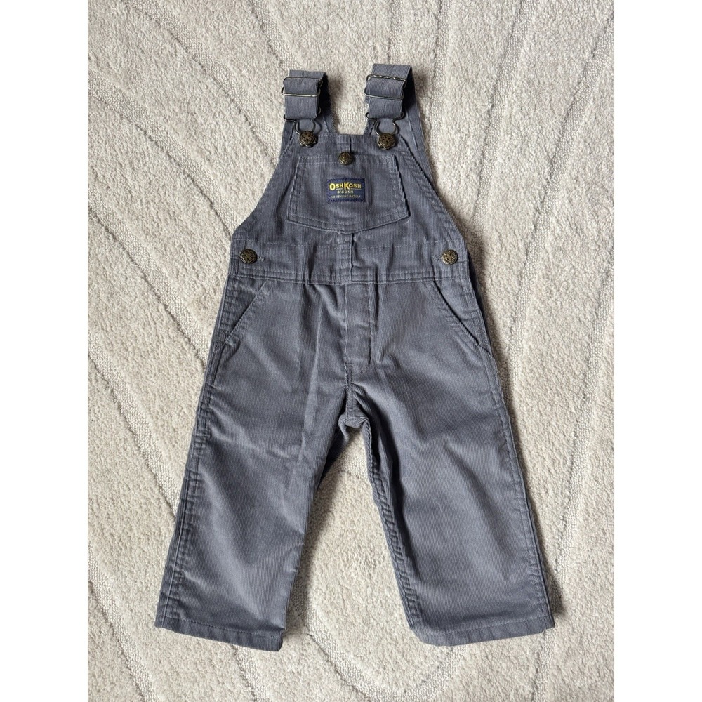 Vintage‎ 1978 Oshkosh B'gosh Gray Grey Corduroy Bib Overalls Size 2T